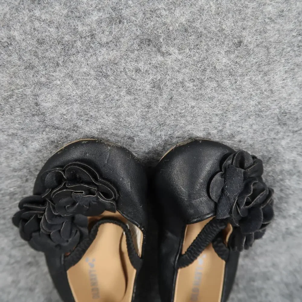 Old Navy Shoes Baby Girls 5 Mary Jane Flats Flower Black Slip On Closed Toe